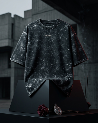 रेयरस्टेट एम्ब्रॉयडरी | Unisex Acid Washed Oversized Tee